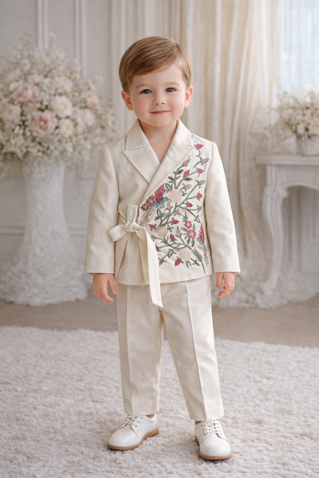 White Knot Blazer Set