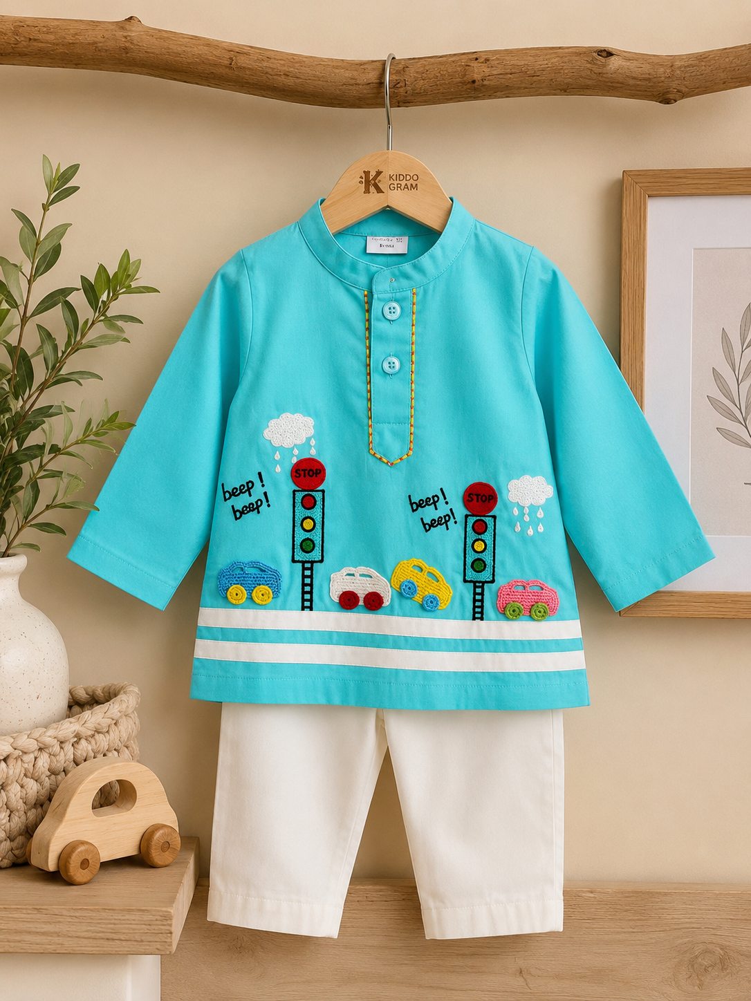 Beep Beep Buddy kurta set🩵