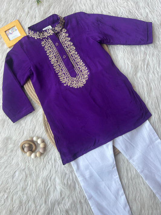 Purple embroidery kurta set