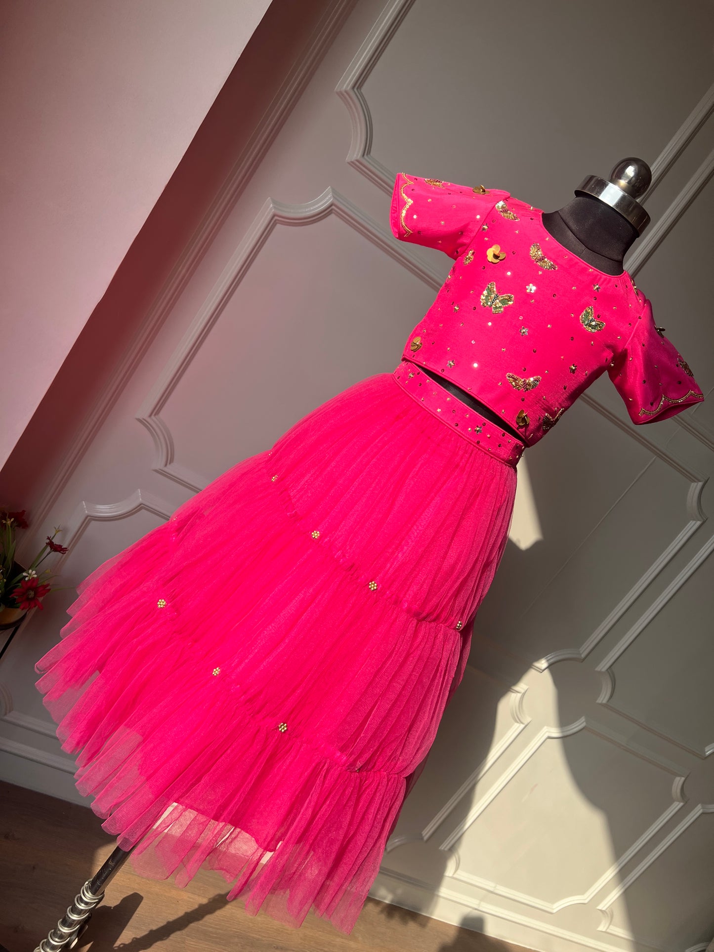 Pink butterfly lehenga