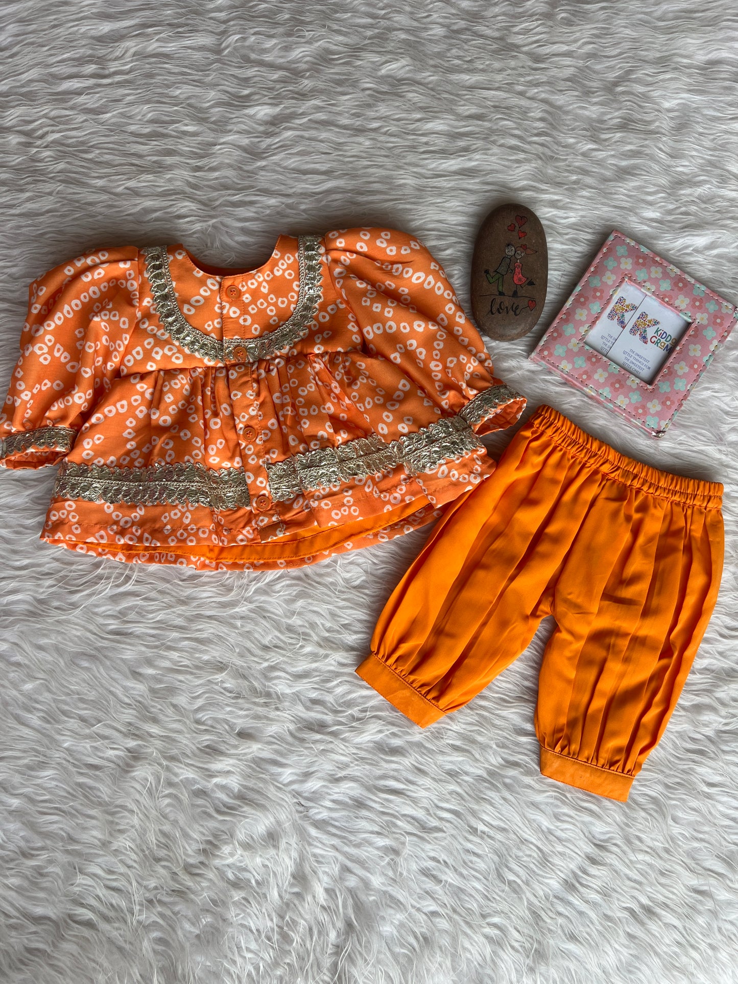 Orange bandhani peplum set NAS1730