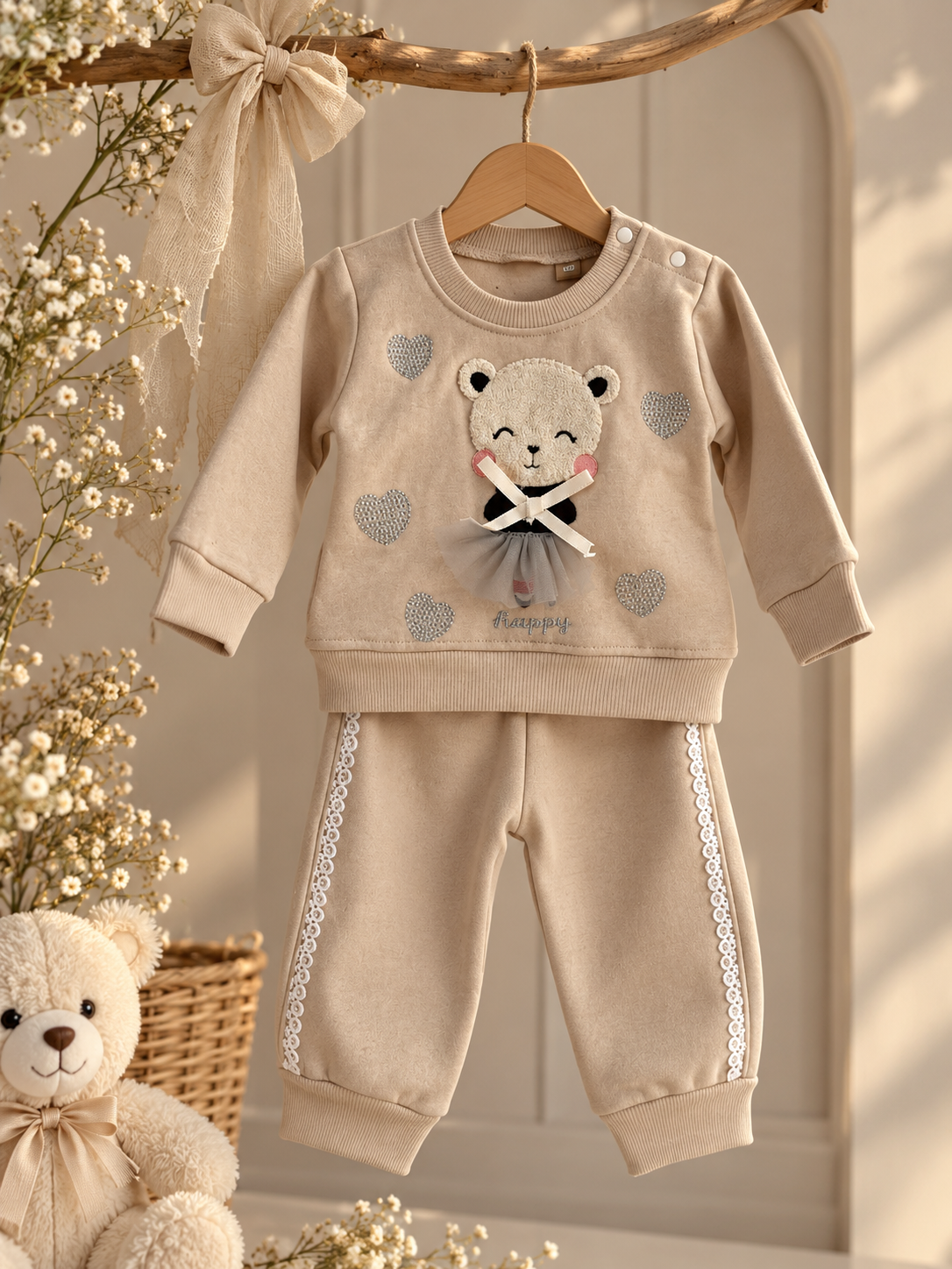 Beige Blossom coordset NAS1790