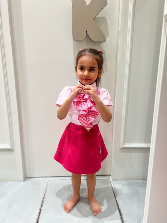 Hot pink ruffle top n skirt set NAS1591