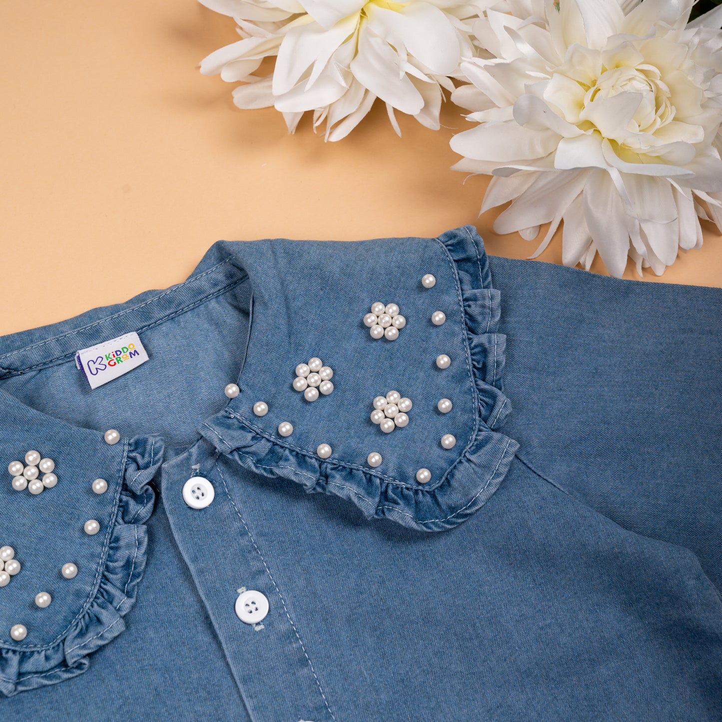 Embellished baby denim shirt