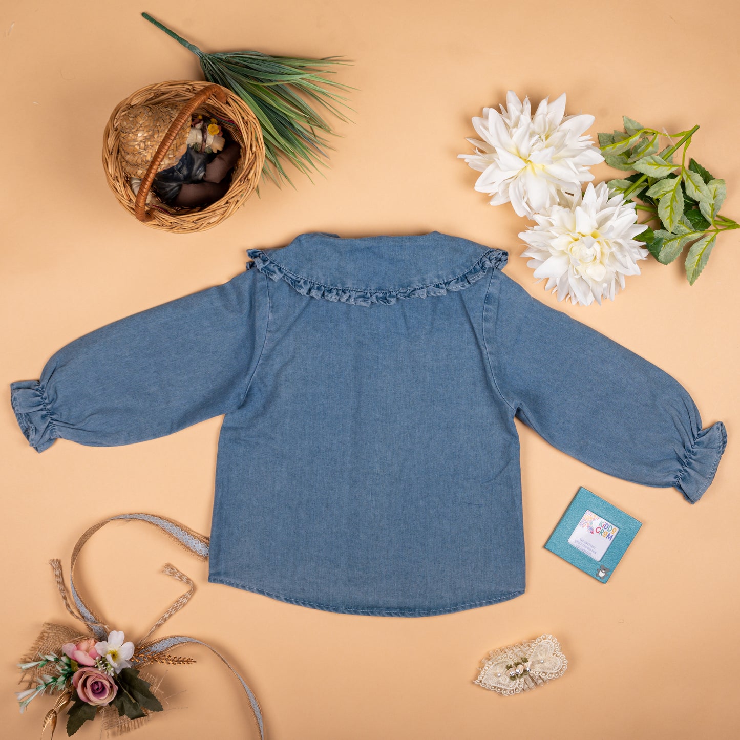 Embellished baby denim shirt