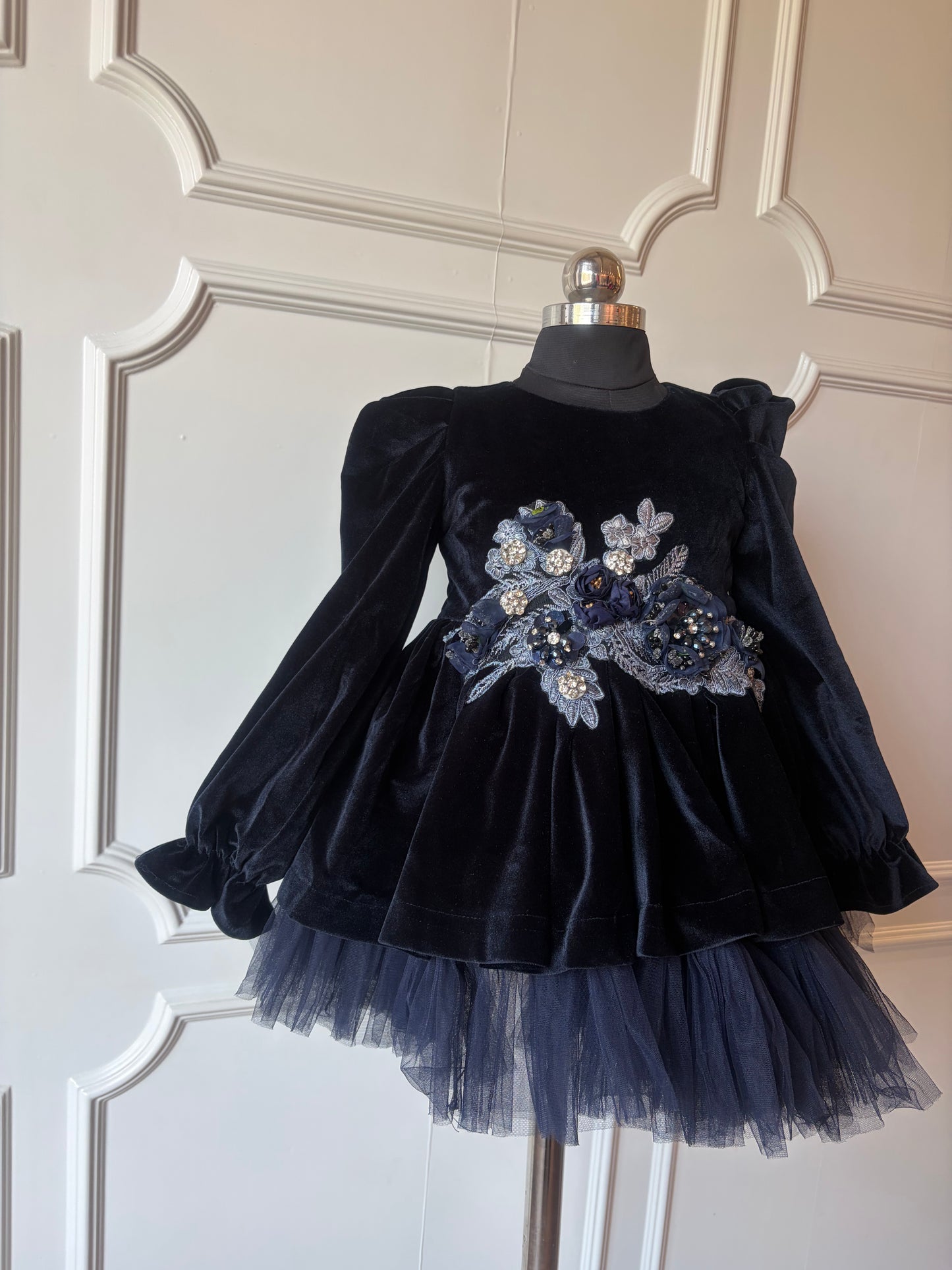 Navy Blossom Couture Dress NAS1028