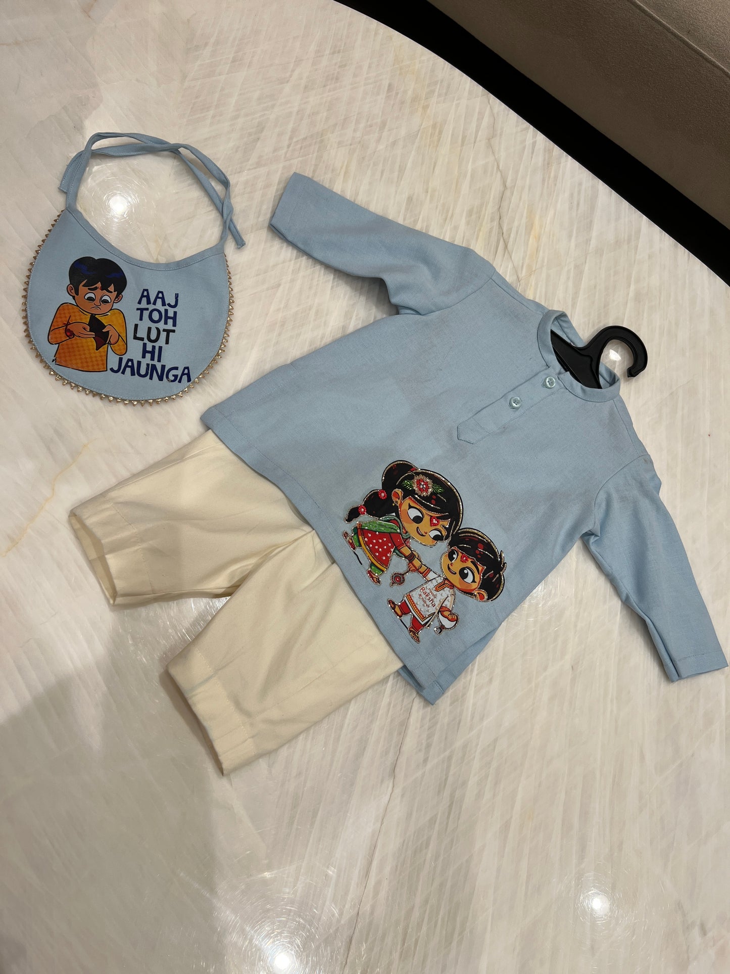 Tiny Sibling Tales kurta set🩵