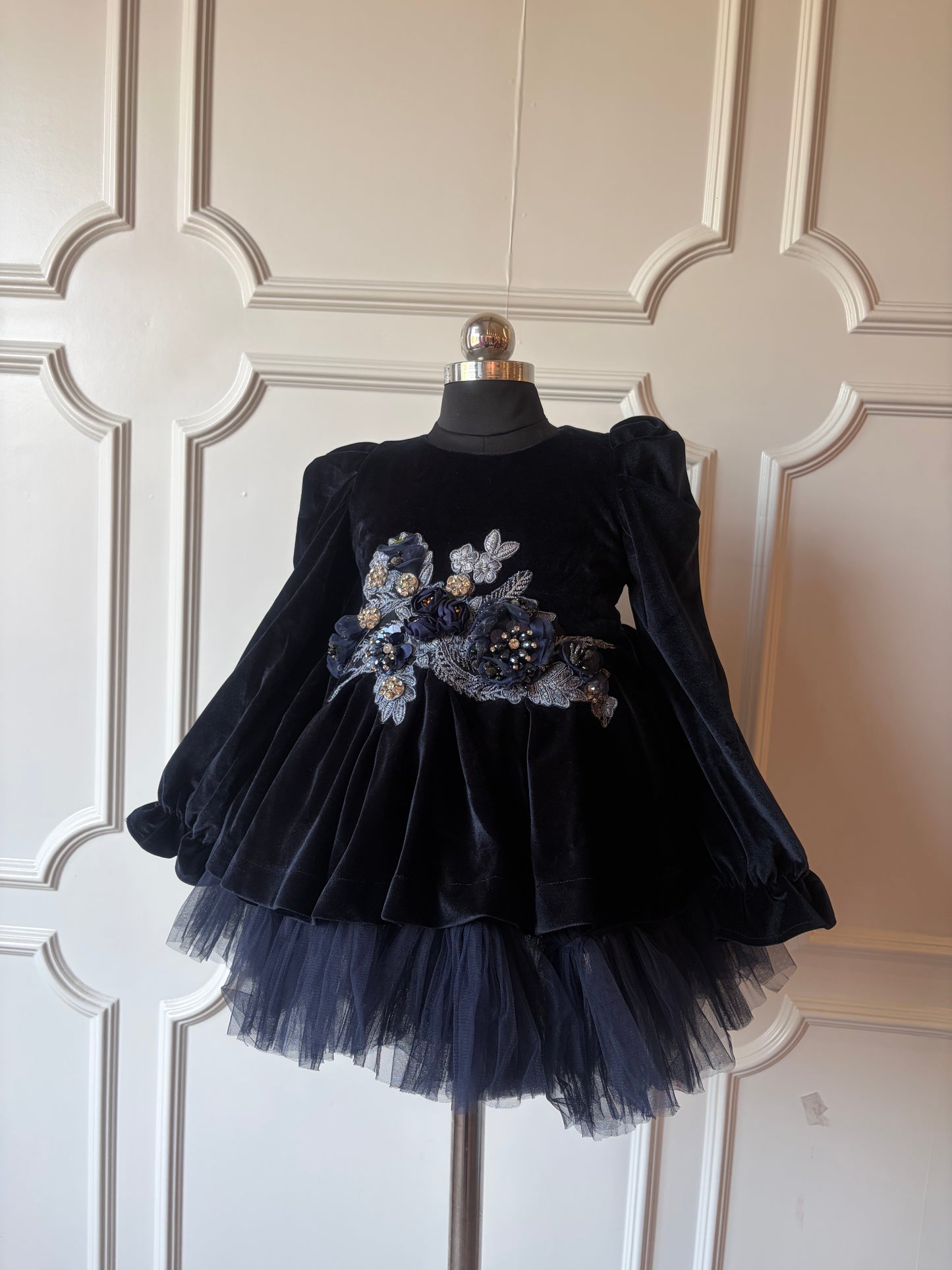Navy Blossom Couture Dress NAS1028