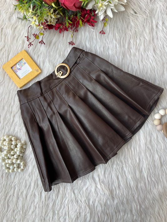 Brown leather skirt