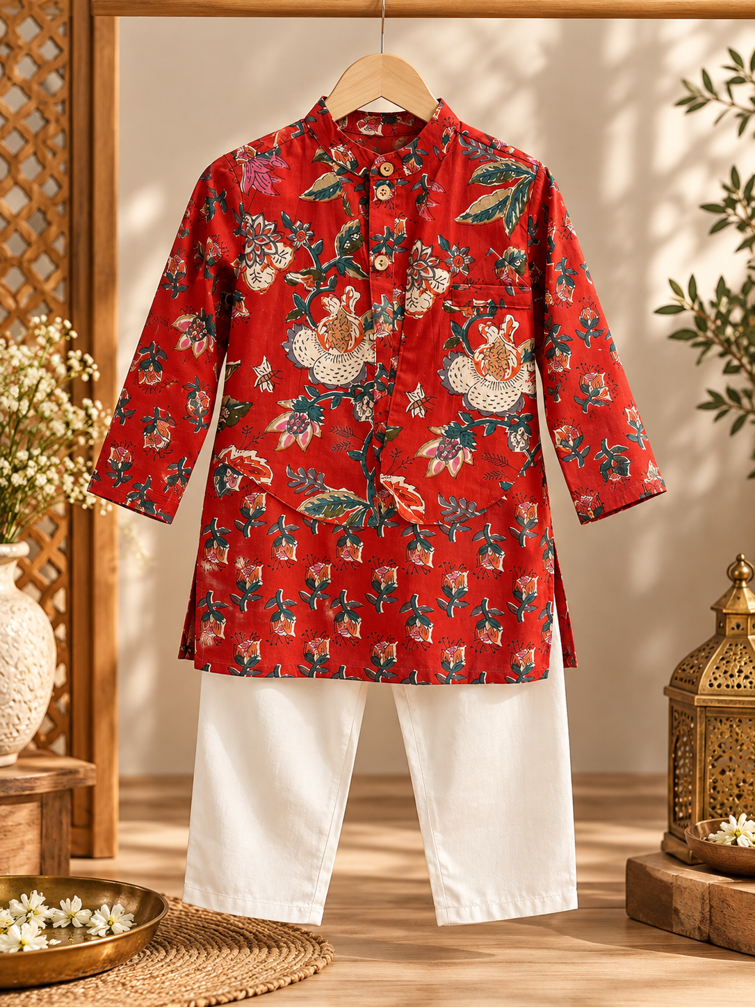 The Red Heritage kurta set NAS1861