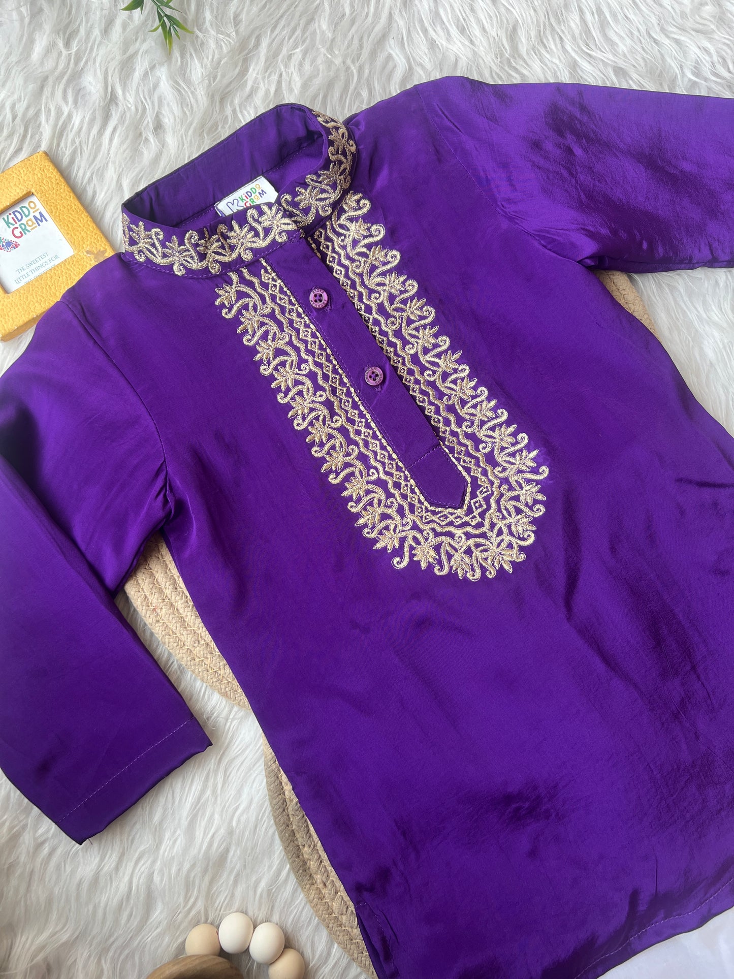 Purple embroidery kurta set