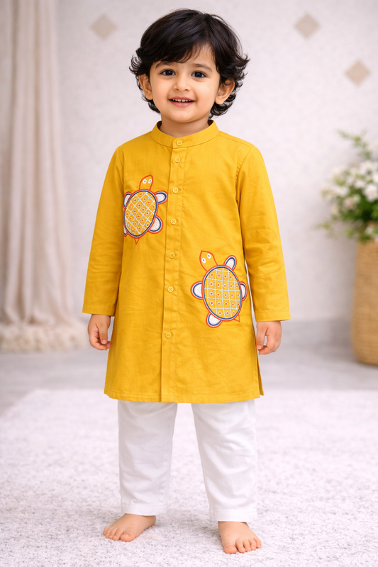 Mustard Heritage Kurta Set NAS1370