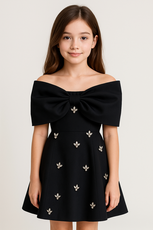 Noir Crystal Blossom Dress