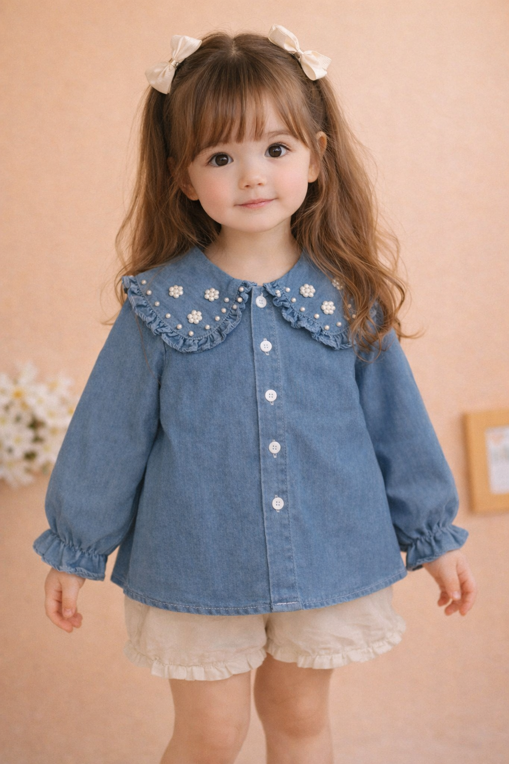 Embellished baby denim shirt NAS56